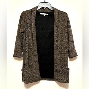American Rag Est 1984 Geometric Patterned Brown Black Sweater Blazer Cardigan S